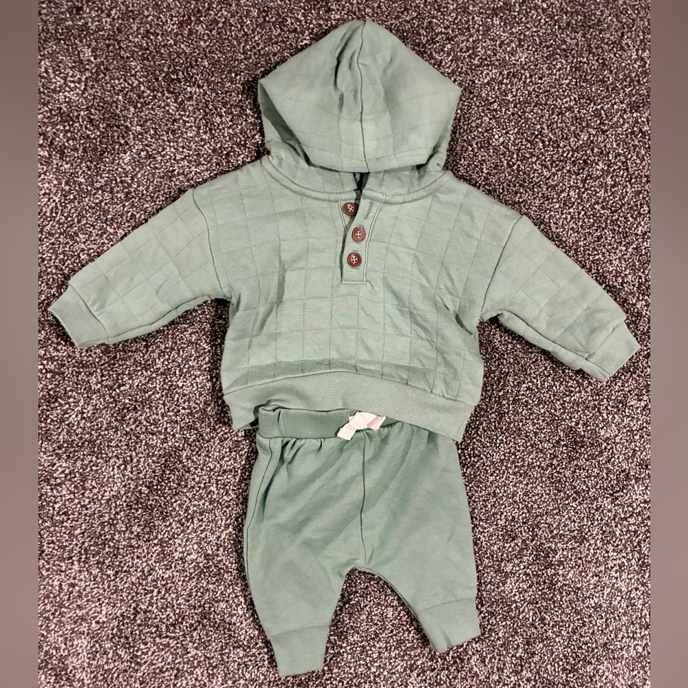 Carter's Green Quilted Hoodie & Pants Set